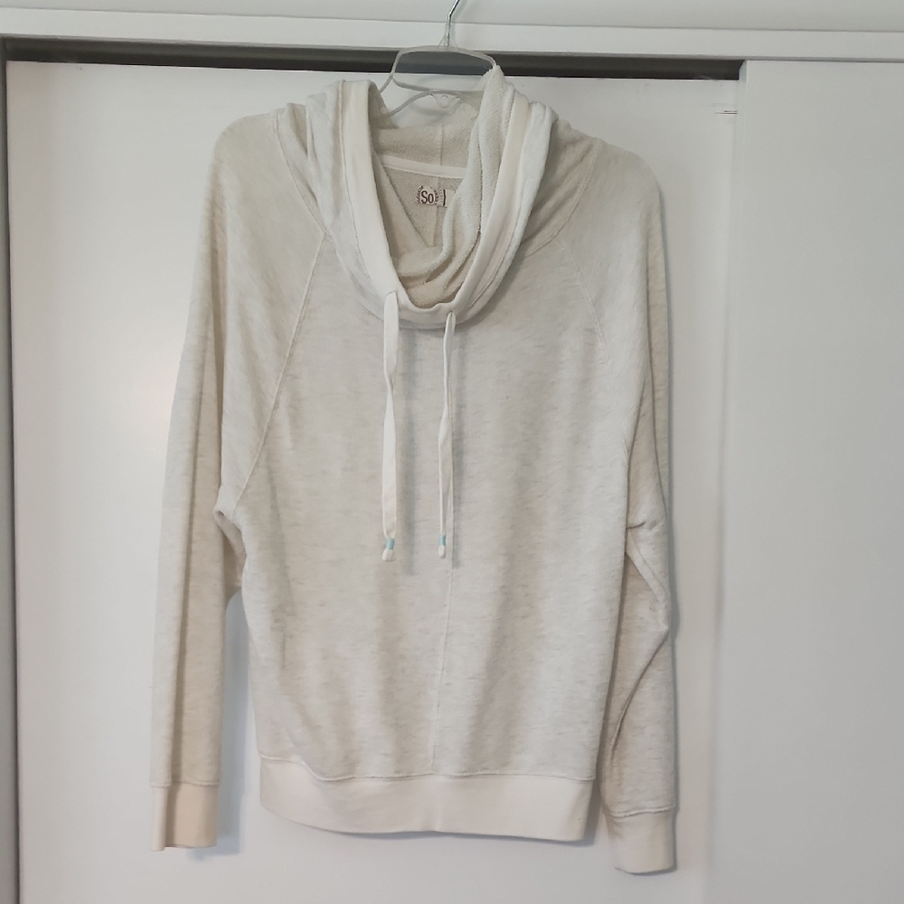 SO Cream Cowl Neck Sweater Soft Knit